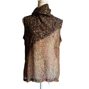 CHRISTIAN WIJNANTS | Silk Charmeuse & Chiffon Printed Tall Turtleneck Blouse 36